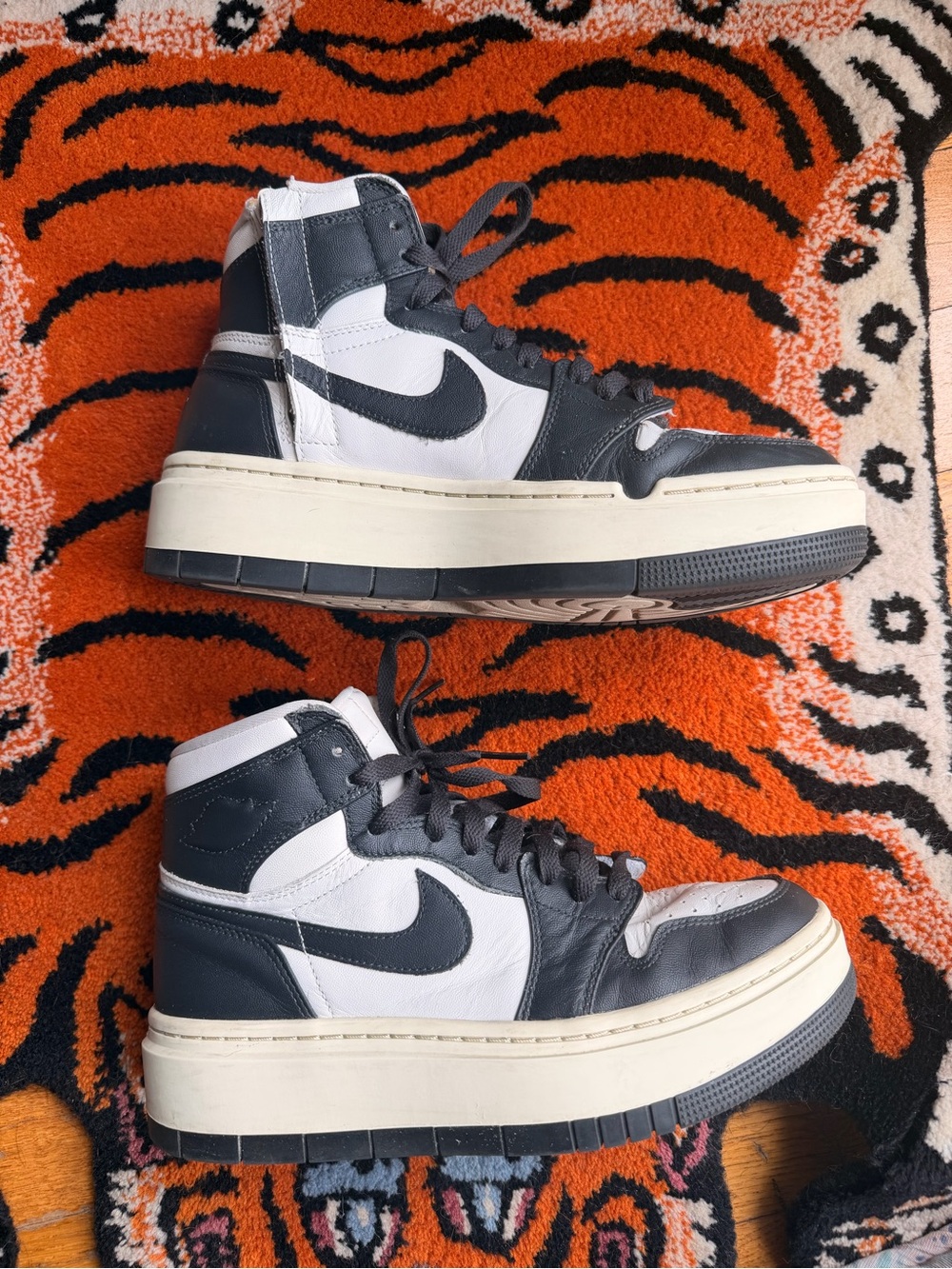 Nike  platform zipper close Black & White High-Top Sneakers